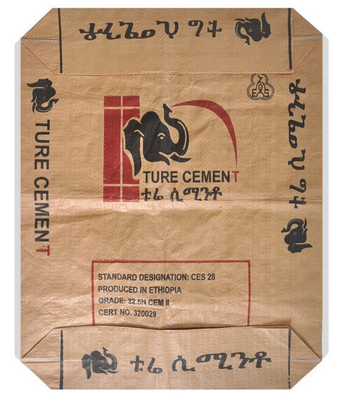Η τετραγωνική τοποθετημένη σε στρώματα PP τσάντα Flexiloop εγγράφου της Kraft έντυσε τις 50 υφαμένες κλ πλαστικές τσάντες πολυπροπυλενίου
